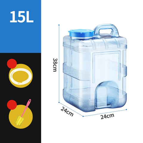 15 Liter Camping Water Container With Lid For Outdoor Use, Food Grade PC Water Jug, shown with size dimensions