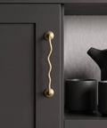 Brushed Antique Brass Wavy Cabinet Pulls With Five Inch Hole Centers Go To Kitchen Cupboards And Dresser Vanities