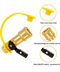 Quarter Inch RV Propane Quick Connect Adapter Kit With Shutoff Valve And Full Flow Plug Solid Brass Fittings for propane hose.