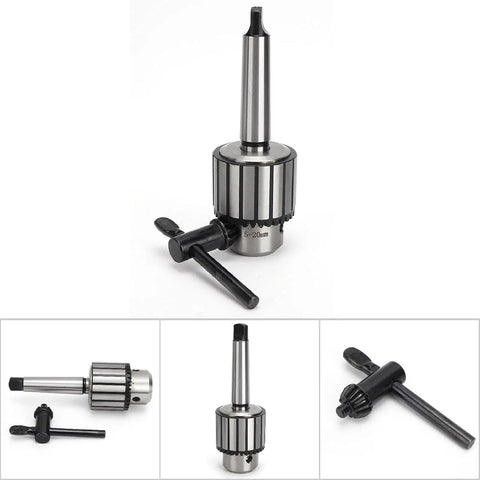Heavy Duty 40 Steel Drill Chuck With MTA3 B22 Handle, 5 to 20mm clamping range for industrial drilling applications.