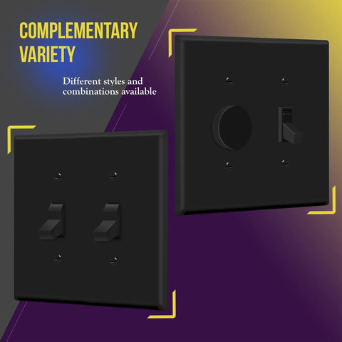 Double Light Wall Toggle Switch Plate 2 Gang Mid Size 4.88 By 4.92 Inches Built Tough Unbreakable Polycarbonate Thermoplastic