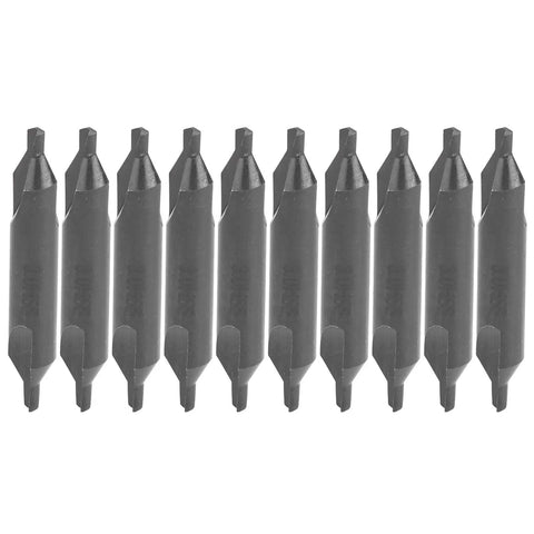 Saluaqui 10 Piece HSS Center Drill Bit Set For Lathe And Milling Machines High Speed Steel precision ground bits in a row.