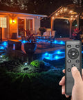 Bluetooth And WiFi RGB Deck Step Lights Kit With 20 Recessed 1.38 Inch LED Low Voltage Landscape Lighting for illuminated patio view