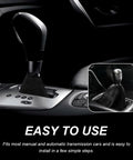 SHMZK black fabric shift boot cover for car gear lever; stitched gaiter, front and close-up views.