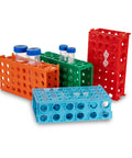 Must-Have Four Way Plastic Test Tube Rack Kit For Lab Experiments Interlocking Tube Holder Stand For 0.5ml To 50ml Vials Deep Secure Holes