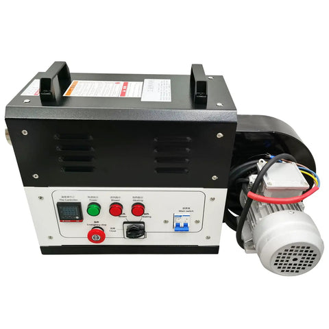 Heavy Duty Portable Industrial Heat Blower With Constant Temperature Hot Air Blower And 350 Degree Heat Circulation Oven For 220 Volt Single Phase Systems showing control panel and motor.