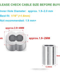 1/16 Inch Aluminum Wire Rope Ferrules Loop Sleeves Crimping Set 200 Pieces For Cable Crimps Pro Grade Aluminum With Easy Lock Ends To Lock Tight Using Pliers Or Vise Smooth Clean Crimps On Small Diameter Rope, size diagram