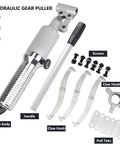 Heavy Duty 50 Ton Hydraulic Bearing Puller Kit 110000 Lbs Capacity 19 Inch Max Opening components including claw hooks and pump body.