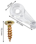 Top Tier 50 Pack Cabinet Glass Retainer Clips And Gold Screw Kit For Easy Door Installation, clear clip and gold screw, 25mm and 12mm.