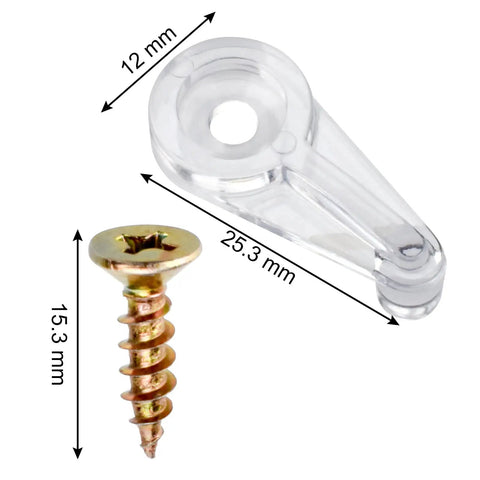 Top Tier 50 Pack Cabinet Glass Retainer Clips And Gold Screw Kit For Easy Door Installation, clear clip and gold screw, 25mm and 12mm.