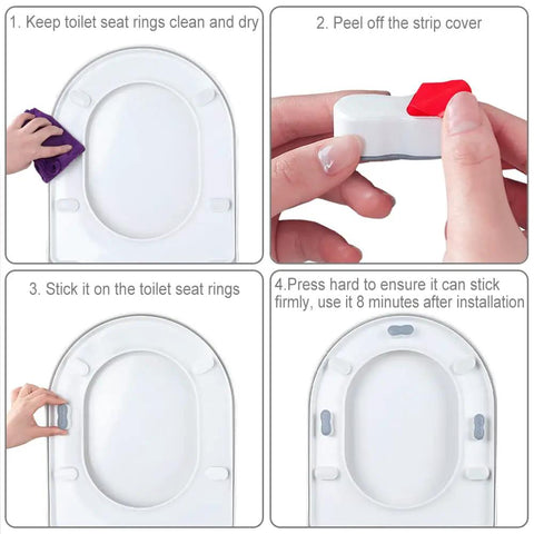 Step-by-step installation guide for Universal Toilet Seat Bumpers Kit With Height Adjustment And Strong Self Adhesive Includes 2 Height Options 5