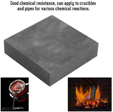 High Purity 99.99 Percent Graphite Block Plate with image of crucible and furnace, showing electrical and thermal conductivity applications.