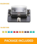 Road Ready 4 Way Blade Fuse Box With Built In Led Indicator For Blown Fuses Hella Reliable Automotive Shield with fuses included.