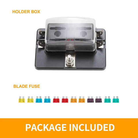 Road Ready 4 Way Blade Fuse Box With Built In Led Indicator For Blown Fuses Hella Reliable Automotive Shield with fuses included.