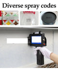 Portable Inkjet Label Printer With 12.7mm Tape Roll coding diverse spray codes on various surfaces, lightweight compact design.