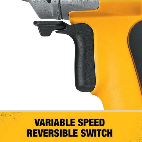 Close-up of the reversing switch and ergonomic grip of the Badass Torque One Half Inch Spade Handle Corded Drill.