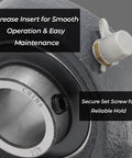 Close-up of 2-Pack Self-Aligning 2-Bolt Flange Mount Ball Bearing Unit With 0.75 Inch Bore, cast iron housing, set screw locking