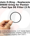 Replacement O Ring For Pool And Spa Filters 59000600 R0792000 Three Pack Fits Pentair FNS Plus Jandy Zodiac CL DEV Series DE Filters Durable EPDM Seal For LeakProof Performance And Easy Install For DIY Pros. Black EPDM O-ring held by hand, 2.2" ID, 2.4" OD