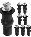 8 Piece Toilet Seat Screws Universal Heavy Duty Black Fastening Bolt Kit for Quick No Tool Install and Secure Fit No Mess Rubber Expandable Inserts for Easy Toilet Seat Replacement and Long Lasting Bathroom Stability, black rubber bolt set