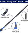 Badass Heavy Duty Commercial Mop Handle 57.5 Inch Extended Pole with stainless steel, hanging design for easy use.
