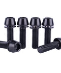 Set of six black Titanium Allen Hex Tapered Head Bolts M6 x 16mm, 18mm, 20mm, Grade 5 alloy fasteners for various applications