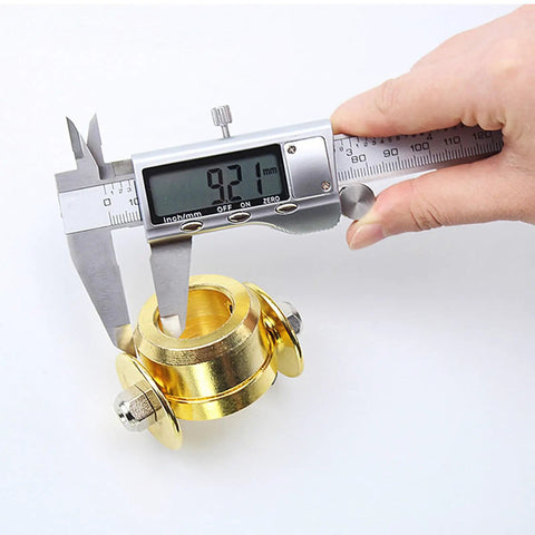 Measurement of Pro Grade Built Tough Double Wheel Roller Guide Tool For Torch AG60 PT31 with caliper displaying 9.21 mm