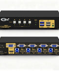 No Sweat Kvm Switch Dual Monitor Hdmi 4k 60hz Plus Vga Handles Four Computers Two Screens With Usb 3.0 Hub Auto Toggle with ports