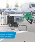 Heavy Duty 20 GPM Fuel Transfer Pump With 1 Inch Outlet For Gasoline And Diesel 115 Volt AC Plug And Play Setup close-up with filter.