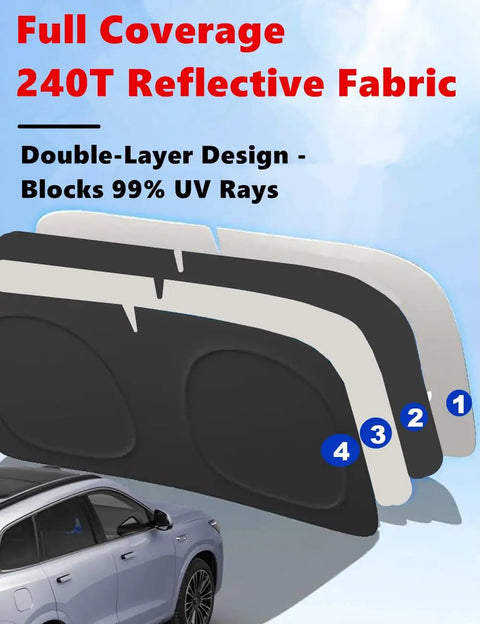 Foldable Front Window Sun Shade For 2018 2026 Ford Expedition SUV 4 Layer 240T UV Blocker Sun Visor Cover Reflective Heat Shield
