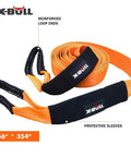 All In One Recovery Winch Kit With Tow Strap And D Ring Shackles 8 Ton Snatch Block Shackle Hitch Receiver shown with orange tow strap
