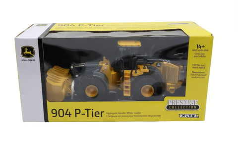 Boxed One Fifty Scale Die Cast 904 P Tier Wheel Loader Prestige Collection Toy with visible details and packaging.