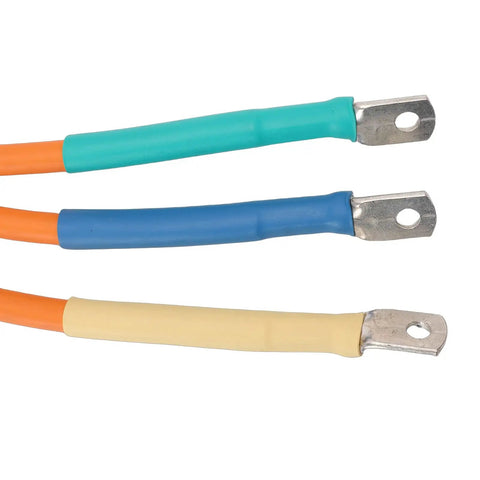 Close-up of three color-coded cables for Beast 10KW Mid Drive Electric Bike Motor PMSM With Hall Sensor IP67.