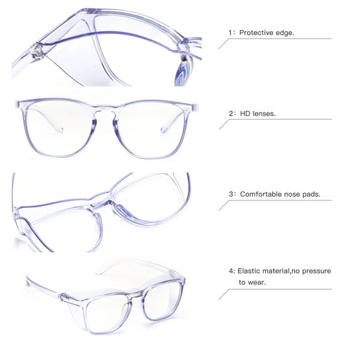 All Day Comfort Anti Fog Safety Glasses With Side Shields For Lab Work And Medical PPE UV Protection Anti Blue Light Lenses Snug Fit featuring protective edge and comfortable nose pads.