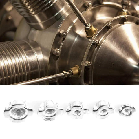 Galvanized Silver Carbon Steel Tee Nut Kit For Furniture Projects, sizes M3 M4 M5 M6 M8 displayed with industrial hardware