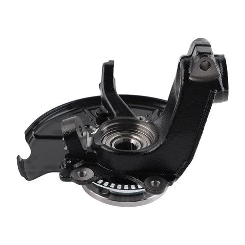 Front view of Front Right Passenger Side Steering Knuckle Wheel Bearing Hub Assembly For Volkswagen Jetta Golf Beetle And Beetle Cabrio 1999 To 2005 Jetta 2000 To 2007 Golf 1999 To 2010 Beetle 288 Mm Rotor Compatible with sealed ball bearing design.