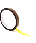 Kapton Polyimide Low Static Adhesive Tape, Three Inch Core, One Mil Thick, Thirty Six Yard Length, Half Inch Width, on white background