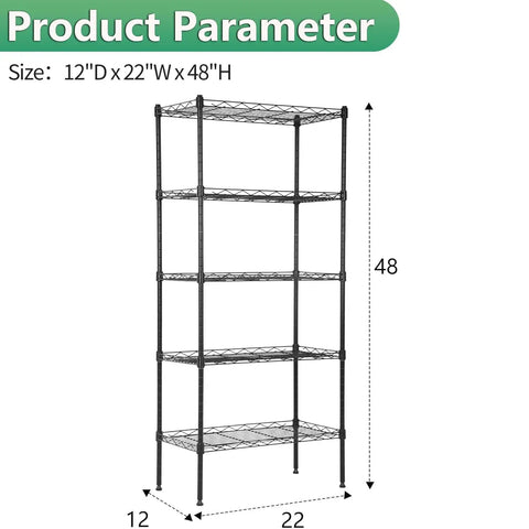 Killer Five Tier Wire Shelving Unit Beefed Up Metal Storage Rack With Adjustable Shelves For Garage And Closet Organization Supports One Hundred Fifty Pounds Per Shelf In Sleek Black