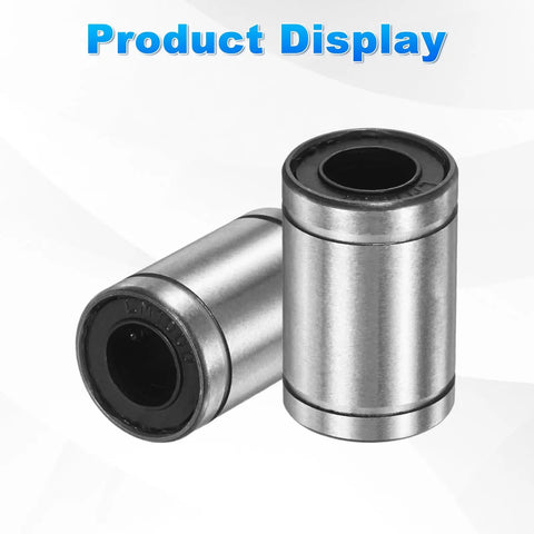 LM10UU Linear Ball Bearings 10mm Bore 4 Piece Set Double Sided Rubber Sealed Steel Bushings For CNC Engraver 3D Printer showing smooth design.