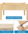 48.5 Inch Elevated Wood Garden Bed With Liner Heavy Duty Planter With Legs for Vegetables, shown with packaging features.