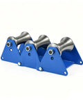 Beefy Heavy Duty Cable Pulley Roller Guide Block Sheave With Rugged Bracket And Smooth Glide Rollers Steel 160mm And 100mm Size Three-Link Industrial Wheel For Utility And Construction Jobs, blue steel triple roller guide