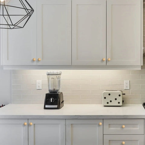 Modern kitchen featuring Champagne Bronze Cabinet Knobs Set, 10 Pack Dope Zinc Hardware For Kitchen Cabinets And Dresser Drawers.