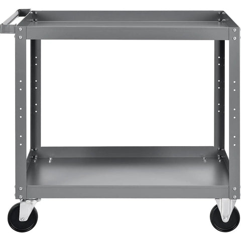 Heavy-Duty Steel Rolling Cart With Dual Shelves And Reversible Top Tray For No Sweat Organizing, 800 Lb Load Rating, Rock Solid Five Inch Casters Roll Like A Dream, Built Tough For Garage Use