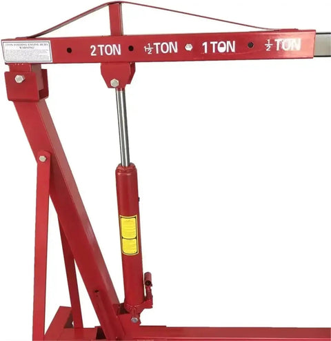 Heavy Duty 2 Ton Hydraulic Engine Hoist Folding Shop Cherry Picker Crane 4000lb Motor Lift red steel frame with hydraulic ram