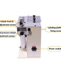 No Sweat Automatic Right Angle Label Applicator And Adjustable Semi Auto Labeling Machine With Touch Screen showing adjustment screws and power socket.