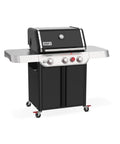 Genesis E 325 Liquid Propane Gas Grill For Outdoor Cooking With Three Burners Black Porcelain Enameled Cast Iron Grates PureBlu Burners And Sear Zone To Level Up Your Grill Game And Extra Grilling Space, front angle view