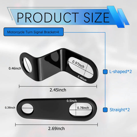 4 Piece Motorcycle Turn Signal Bracket Set L Shape Or Straight Mounts With 10mm And 12mm Holes for Rear Signals Secure Fastening