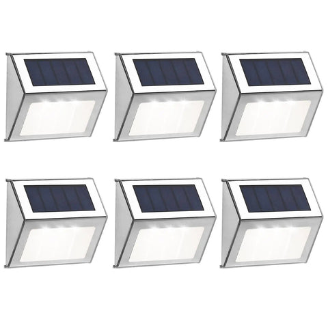 Outdoor Solar Deck Lights Pack Of 6, Waterproof Stainless Steel Stair and Path LED Lights for Patio Garden Yard