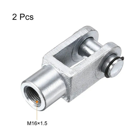 Air Cylinder Rod Clevis End Y Connector Kit 2 Pack 78mm Length M16x1.5 Female Thread Silver Finish Durable Low Carbon Steel Built To Last For Automatic Equipment And Pneumatic Actuator Linkages, 2 pcs M16x1.5 clevis end