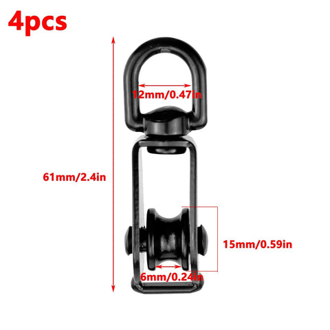 Single M15 Pulley Block 304 Stainless Steel Black Finish 4 Piece Set Beefed Up Rope Rigging Pulley With 15mm Wheel Diameter 6mm Groove Width And 12mm Eye For Marine Workshop Sailing, 12mm eye