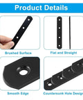 5 Inch Black Mending Plate Straight Braces With Screws, heavy duty corner brackets, brushed surface, smooth edge, countersunk holes